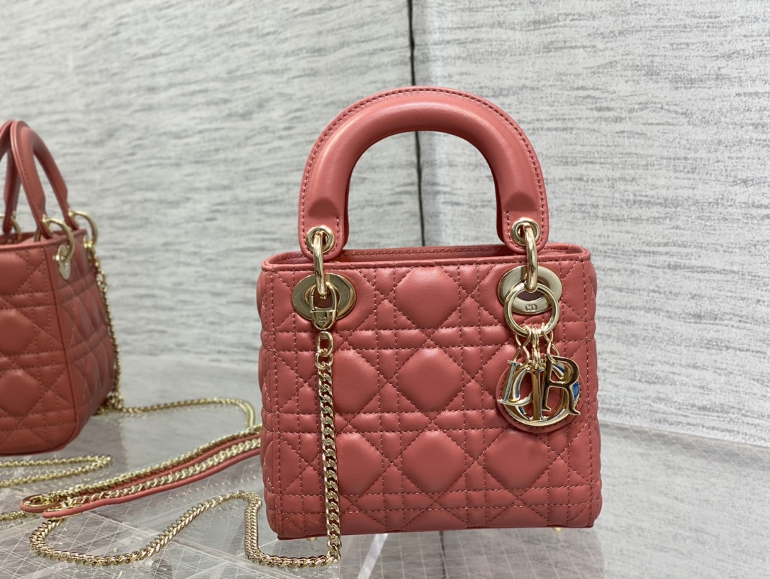 Mini Lady Dior Bag Coral Cannage Lambskin